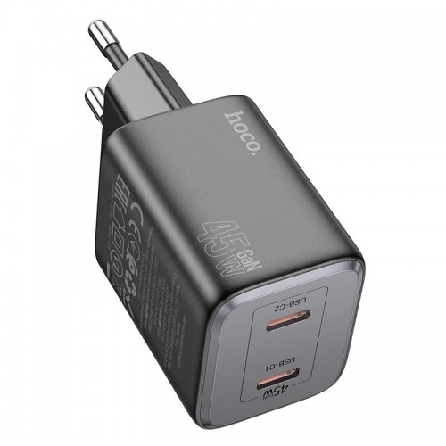 Адаптер мережевий Hoco Elogiado dual-port charger N42 |2Type-C, 45W/3A, PD/QC| white