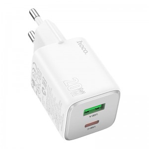 Адаптер мережевий Hoco Almighty charger N41 |1USB/1Type-C, 20W/3A, PD/QC| white