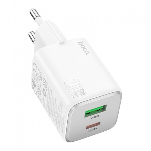 Адаптер мережевий Hoco Almighty charger N41 |1USB/1Type-C, 20W/3A, PD/QC| white