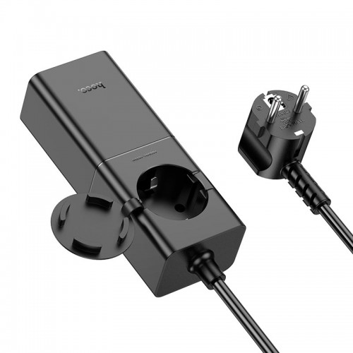 Адаптер сетевой Hoco Sharp desktop socket NS4 |1USB/2Type-C, 65W/3A, PD/QC, 4000W Socket|