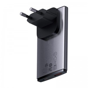 Адаптер мережевий Baseus Gan5 Pro Ultra - Slim Fast Charger C + U 65W (Overseas Edition) (CCGP150113) grey