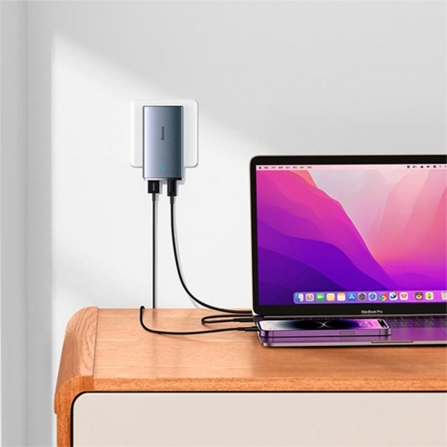 Адаптер мережевий Baseus Gan5 Pro Ultra - Slim Fast Charger C + U 65W (Overseas Edition) (CCGP150113) grey