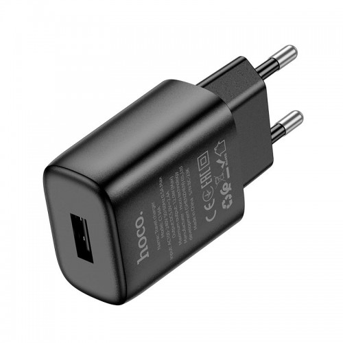 Адаптер мережевий Hoco Solid single Port charger C134A |1USB, 12W/2.4A| black
