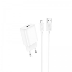 Адаптер мережевий Hoco Micro USB Cable Solid single port charger C134A |1USB, 12W/2.4A| white