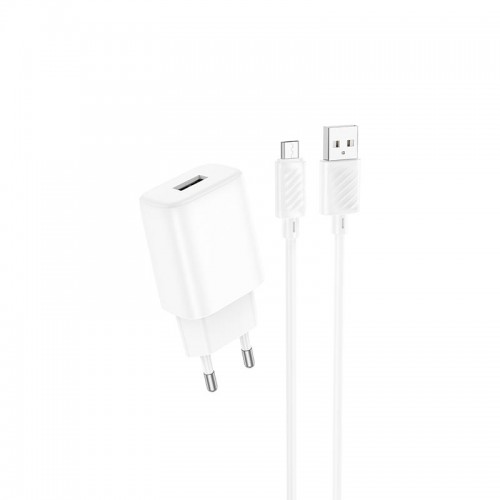 Адаптер мережевий Hoco Micro USB Cable Solid single port charger C134A |1USB, 12W/2.4A| white