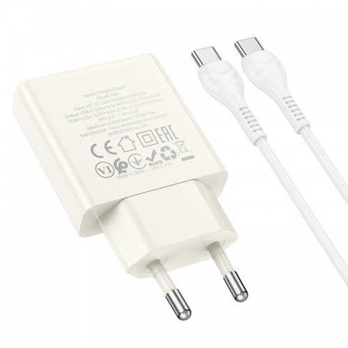 Адаптер сетевой HOCO Type-C to Type-C cable Biscuit single port charger N44 |Type-C, QC/PD, 30W/3A|
