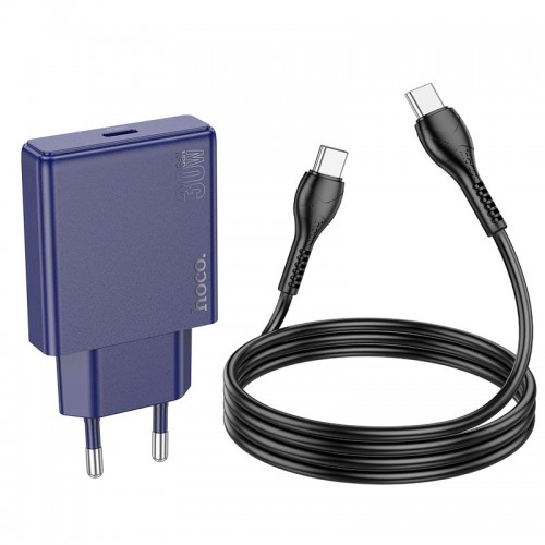 Адаптер сетевой HOCO Type-C to Type-C cable Biscuit single port charger N44 |Type-C, QC/PD, 30W/3A|