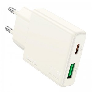 Адаптер мережевий HOCO Biscuit charger N45 |1USB/1Type-C, QC/PD, 30W/3A| white