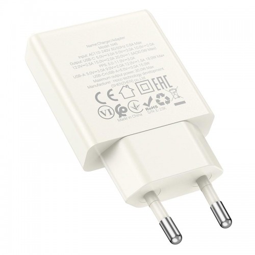 Адаптер мережевий HOCO Biscuit charger N45 |1USB/1Type-C, QC/PD, 30W/3A| white