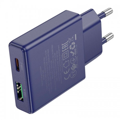 Адаптер мережевий HOCO Biscuit charger N45 |1USB/1Type-C, QC/PD, 30W/3A| white
