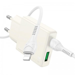 Адаптер сетевой HOCO Type-C to Lightning cable Biscuit charger N45 |1USB/1Type-C, QC/PD, 30W/3A|