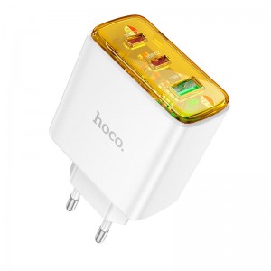 Адаптер мережевий Hoco Smart charger CS44A |2Type-C/1USB, QC/PD, 65W/3A| white