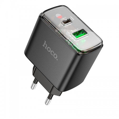Адаптер мережевий Hoco Smart charger CS42A |1Type-C/1USB, 30W/3A, PD/QC| black