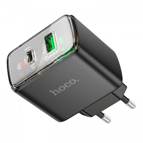 Адаптер мережевий Hoco Smart charger CS42A |1Type-C/1USB, 30W/3A, PD/QC| black