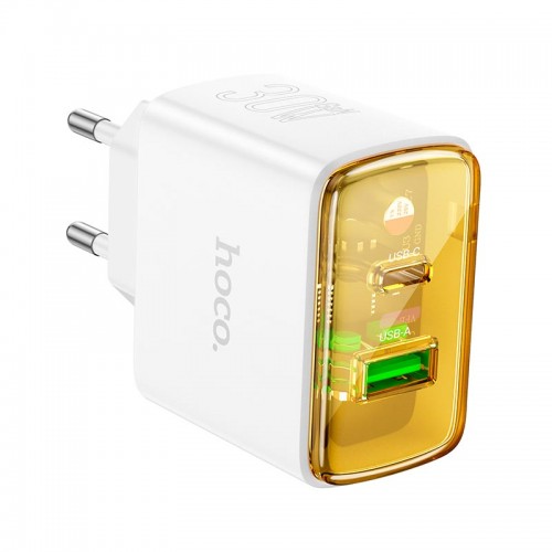 Адаптер мережевий Hoco Smart charger CS42A |1Type-C/1USB, 30W/3A, PD/QC| black