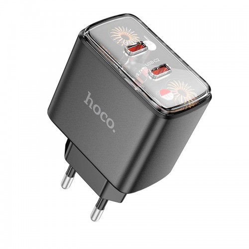 Адаптер мережевий Hoco Smart charger CS43A |2Type-C, 45W/3A, PD/QC| black