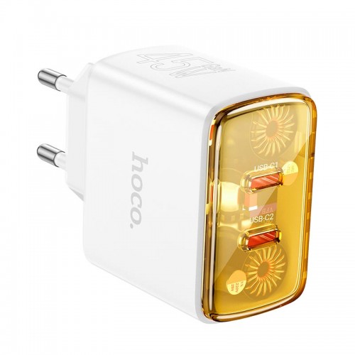 Адаптер мережевий Hoco Smart charger CS43A |2Type-C, 45W/3A, PD/QC| black