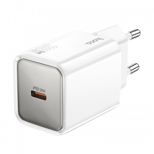 Адаптер мережевий HOCO Glorious single port charger N47 |Type-C, 30W, PD| white