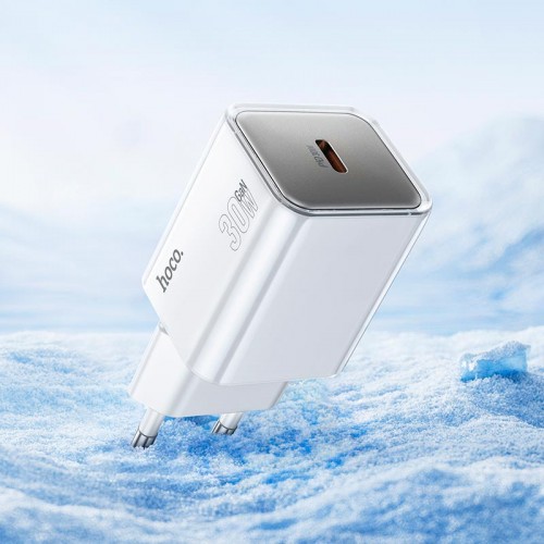 Адаптер мережевий HOCO Glorious single port charger N47 |Type-C, 30W, PD| white