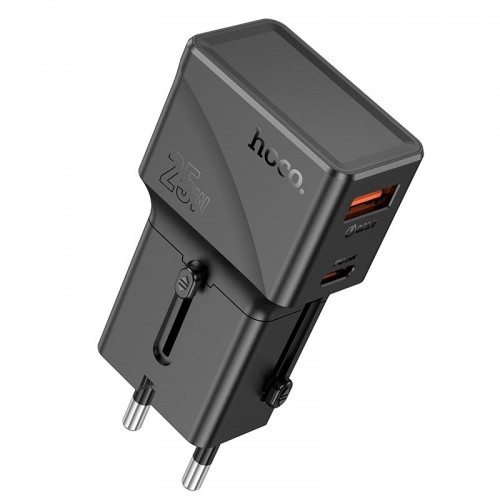 Адаптер мережевий Hoco universal travel charger AC24 Mini |1USB/1Type-C, 20W/3A, PD/QC| black