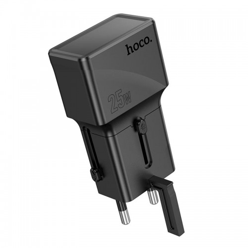 Адаптер мережевий Hoco universal travel charger AC24 Mini |1USB/1Type-C, 20W/3A, PD/QC| black