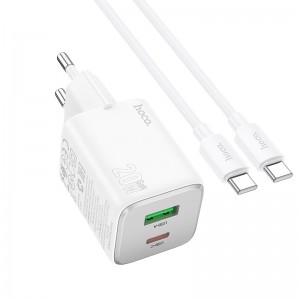 Адаптер мережевий Hoco Type-C to Type-C cable Almighty charger N41 |1USB/1Type-C, 20W/3A, PD/QC| white