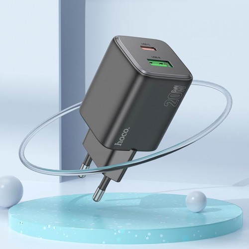 Адаптер мережевий Hoco Type-C to Type-C cable Almighty charger N41 |1USB/1Type-C, 20W/3A, PD/QC| white