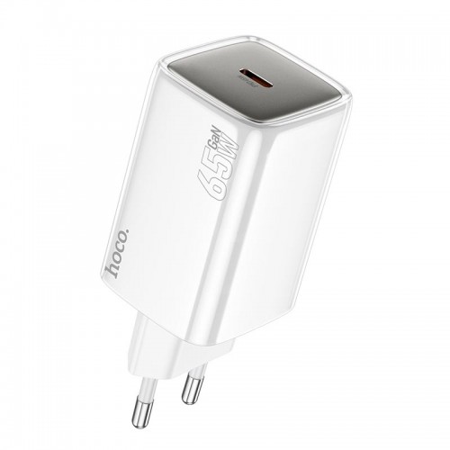 Адаптер мережевий HOCO N48 Glorious single port charger |1Type-C, 65W/3A, PD/QC| white