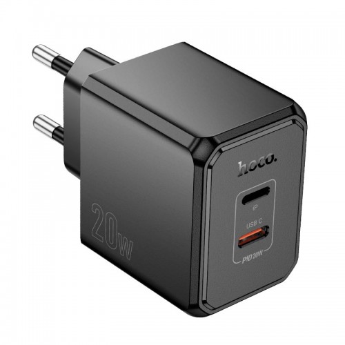 Адаптер мережевий HOCO Wish two-way charger CS16A |1Type-C/1Lightning, 20W/3A| black