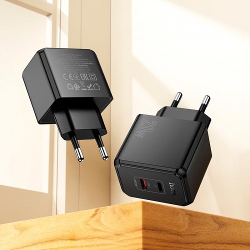 Адаптер мережевий HOCO Wish two-way charger CS16A |1Type-C/1Lightning, 20W/3A| black