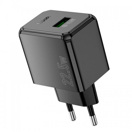 Адаптер мережевий HOCO Wish single port multi-protocol charger CS17A |1USB, 22.5W/3A| black