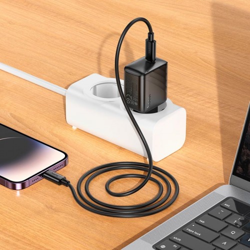 Адаптер мережевий Hoco Type-C to Lightning Cable Puerto single-port charger set CS24A |1Type-C, 25W/3A| black