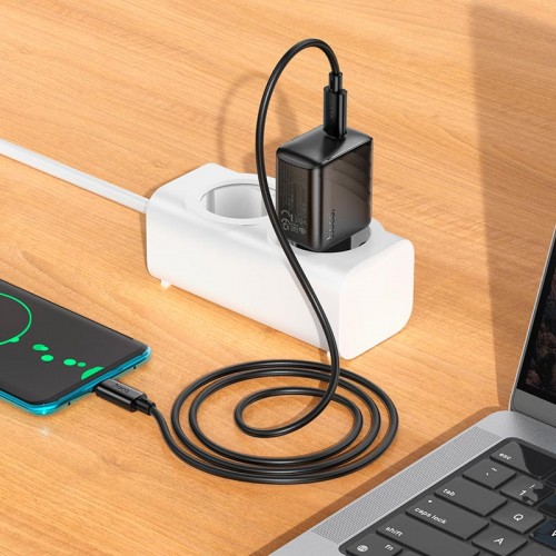 Адаптер мережевий HOCO Cable Puerto single-port charger CS24A |1Type-C, 25W/3A| black
