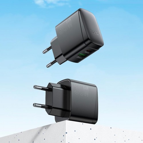 Адаптер мережевий Hoco Bright charger CS61A |1USB/1Type-C, 30W/3A| black