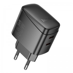 Адаптер мережевий HOCO Bright PD charger CS62A |2Type-C, 45W/3A| black