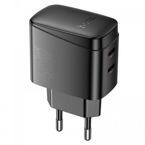 Адаптер мережевий HOCO Bright PD charger CS62A |2Type-C, 45W/3A| black