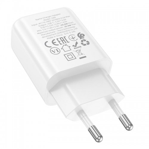 Адаптер мережевий HOCO gentle single port charger N60 |1Type-C, 20W/3A, PD/QC| black