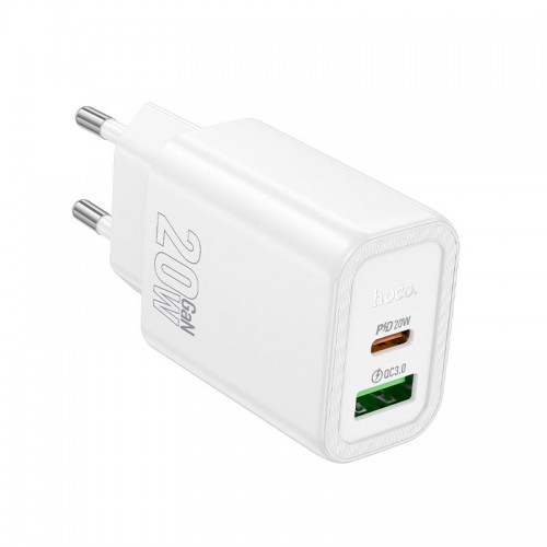 Адаптер мережевий HOCO Gentle charger N61 |1USB/1Type-C, 20W/3A, PD/QC| black