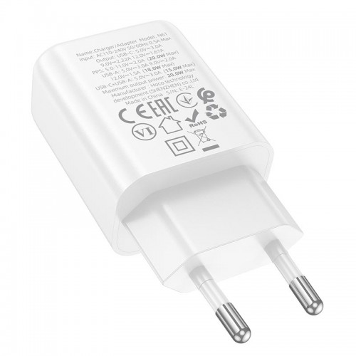 Адаптер мережевий HOCO Gentle charger N61 |1USB/1Type-C, 20W/3A, PD/QC| white