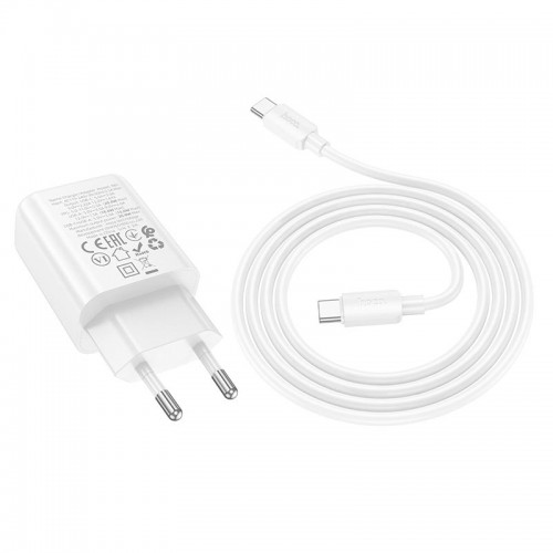 Адаптер мережевий HOCO gentle charger N61 (Type-C to Type-C set) |1USB/1Type-C, 20W/3A, PD/QC| black