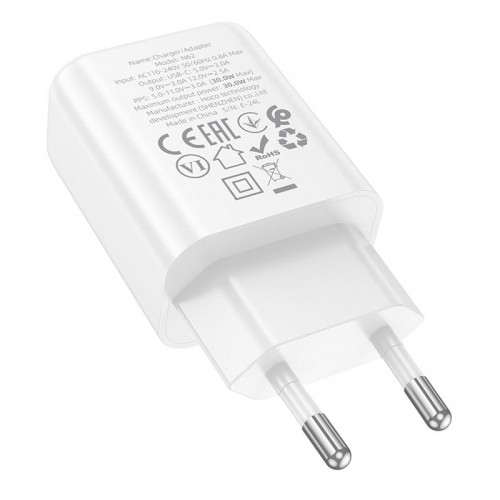 Адаптер мережевий HOCO gentle single port charger N62 |1Type-C, 30W/3A, PD/QC| black