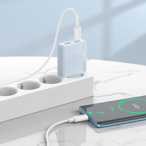 Адаптер мережевий HOCO Direct charger C142A (Type-C to Type-C set) |1USB/1Type-C, 20W/3A, PD/QC| white