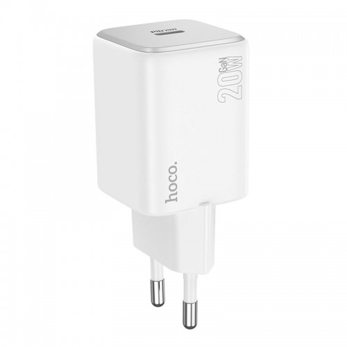 Адаптер мережевий Hoco Mighty single port charger N40 |1Type-C, 20W/3A, PD/QC| white