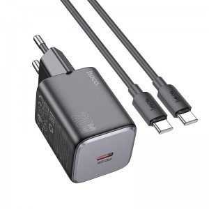 Адаптер мережевий Hoco Mighty single port charger N40 (Type-C to Type-C set) |1Type-C, 20W/3A, PD/QC| black