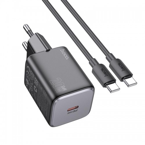 Адаптер мережевий Hoco Mighty single port charger N40 (Type-C to Type-C set) |1Type-C, 20W/3A, PD/QC| black
