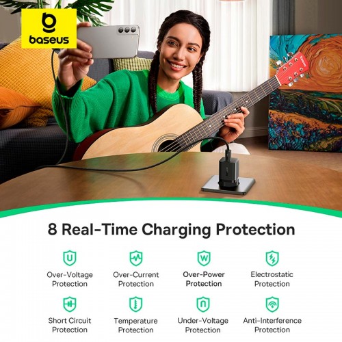 Адаптер мережевий Baseus GaN5 Fast Charger (mini) |1Type-C, 25W/3A, PD/QC| black