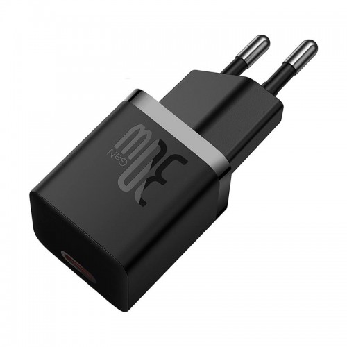 Адаптер мережевий Baseus GaN5 Fast Charger (mini) |1Type-C, 30W/3A, PD/QC| (With C to C 100W 1m cable) black