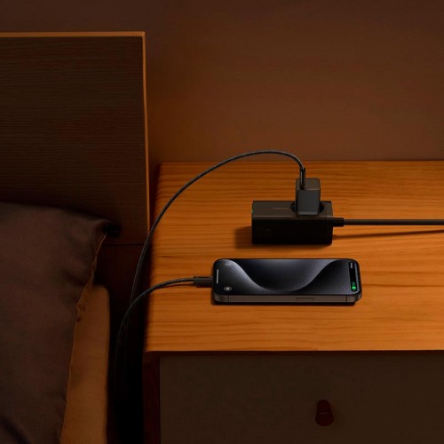 Адаптер мережевий Baseus GaN5 Fast Charger (mini) |1Type-C, 30W/3A, PD/QC| (With C to C 100W 1m cable) black