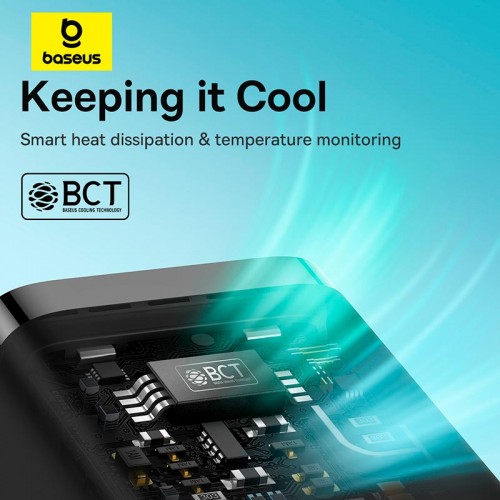 Адаптер мережевий Baseus GaN5 Fast Charger (mini) |1Type-C, 30W/3A, PD/QC| (With C to C 100W 1m cable) black