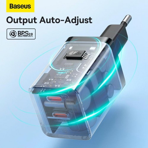 Адаптер мережевий Baseus GaN5 Pro Fast Charger |2Type-C, 40W/3A, PD/QC| black